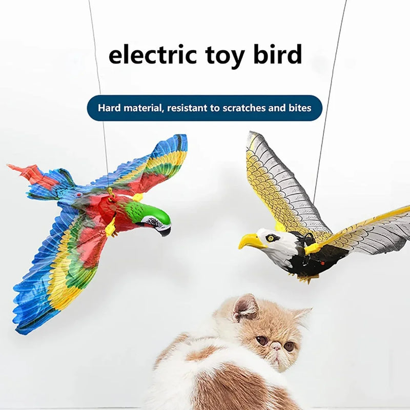 Brinquedo de pássaro voador elétrico para gatos, Simulação, Interativo, Pendurado, Papagaio, Águia, Aliviar o tédio, Brinquedos Provocantes